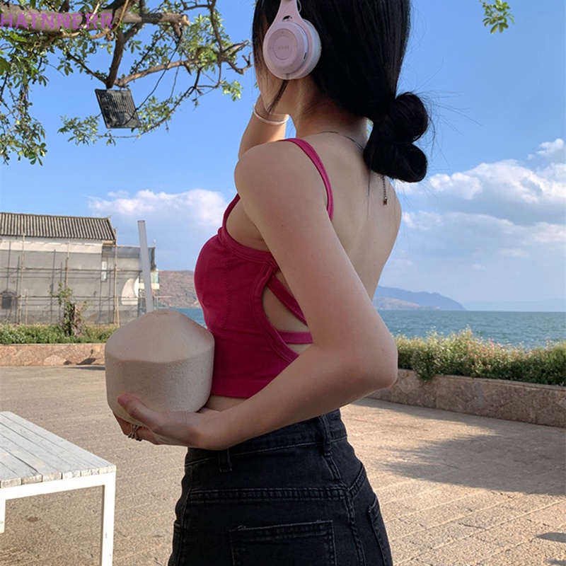 Áo Hai Dây Mùa Hè Màu Trơn Hở Lưng Gợi Cảm Cho Nữ FHS