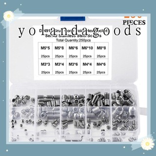 Bộ 250 ốc vít lục giác m3 m4 m5 m6 m8 bằng thép không gỉ 304 chất lượng cao