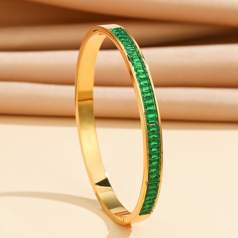 Vòng Tay Thép Titan Không Gỉ Đính Đá Zircon Phong Cách Mới 2023 Dễ Phối Đồ