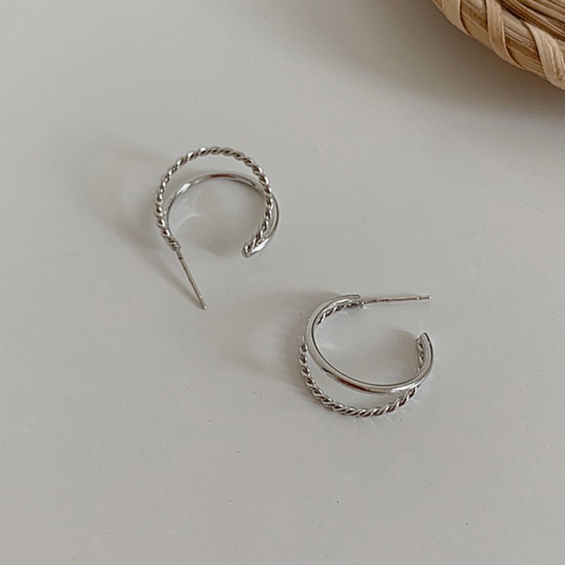 We Flower Bông Tai Mạ Bạc 925 Kiểu Vòng Xoắn Thiết Kế Đơn Giản Thời Trang Cho Nữ