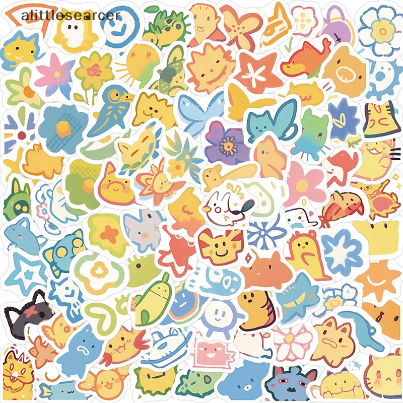 Set 100 Nhãn Dán Graffiti Nhiều Màu Dễ Thương Trang Trí Vali / Laptop / Cốc Nước