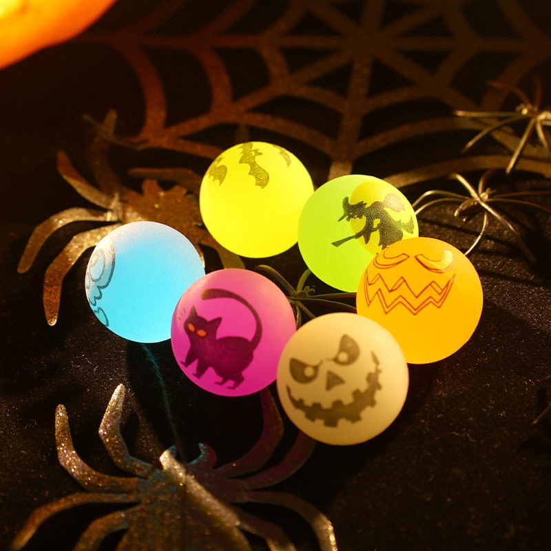 Bóng Nảy Phát Sáng 32mm Họa Tiết Mèo Ma / Dơi Đáng Sợ Trang Trí Halloween