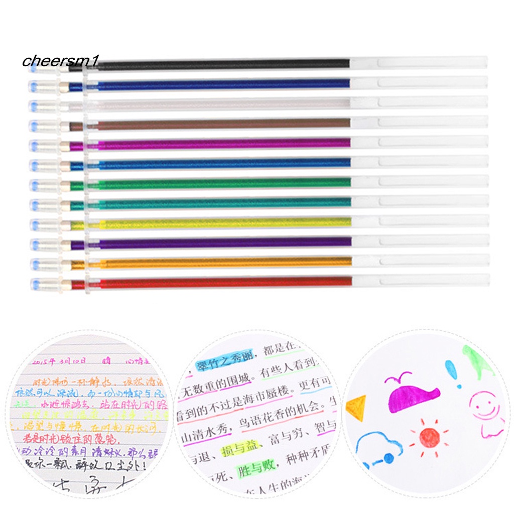 Set 12 Ruột Bút Gel 1mm Màu Nước Nhanh Khô Lâu Trôi