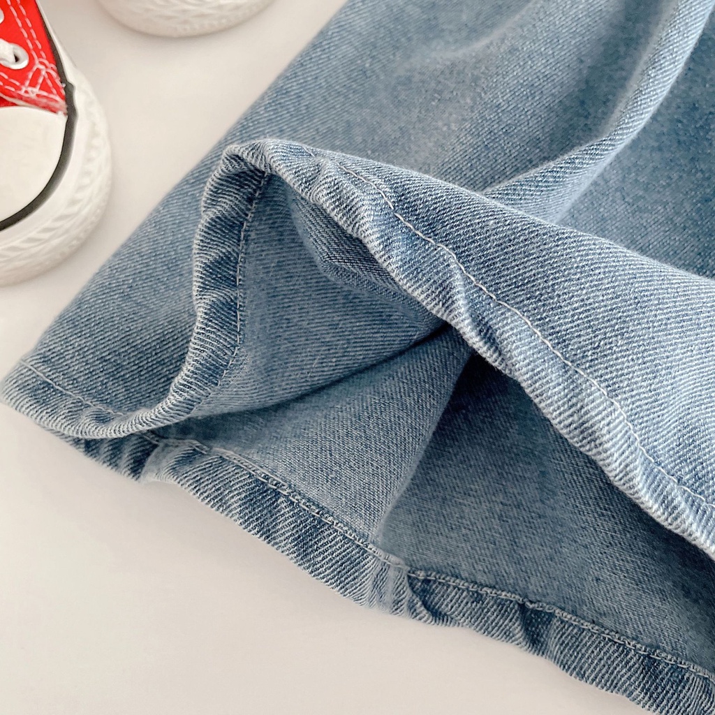 Đầm denim Tay Dài Mềm Mại Phong Cách Hàn Quốc Cho Bé Gái 0-6 Tuổi