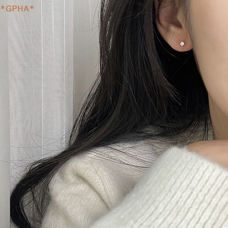 1 Đôi Khuyên Tai 3 / 4 / 5mm Bằng Thép Không Gỉ Đính Đá Zircon Thời Trang Dành Cho Nữ Mới