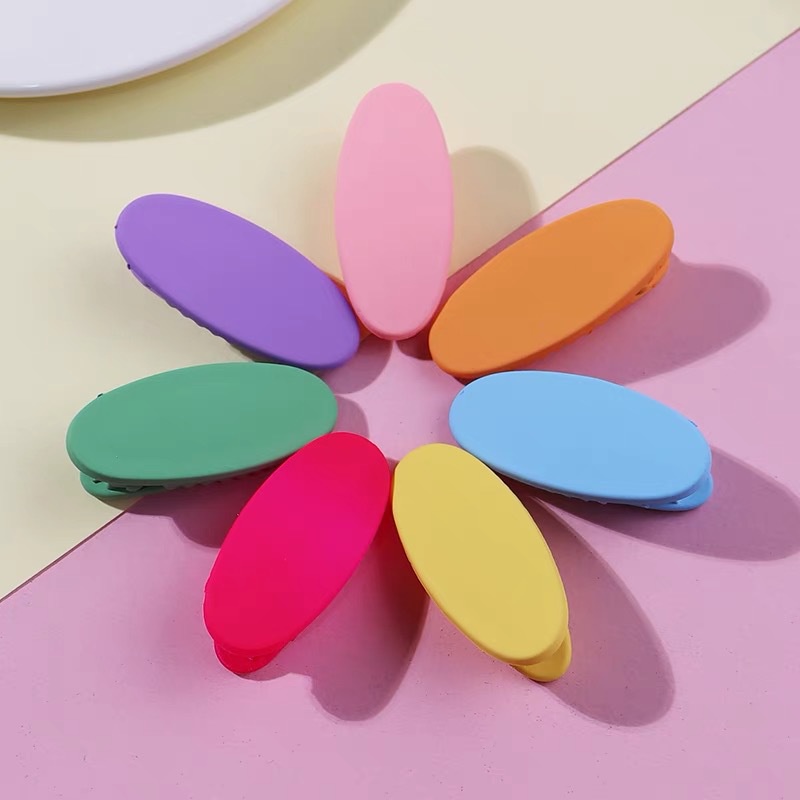 Kẹp tóc hình bầu dục mờ kết cấu tóc mái kẹp mũ trẻ em kẹo màu kẹp bên hông kẹp tóc mái