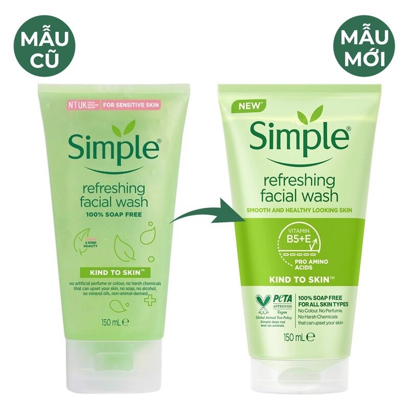 Sữa Rửa Mặt Simple Gel Kind To Skin Refreshing Facial Wash Gel 150ml