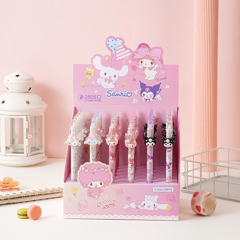 SANRIO Bút Bi Mực Đen Ngòi 0.5mm Tạo Hình Kuromi Cinnamoroll Melody Dễ Thương