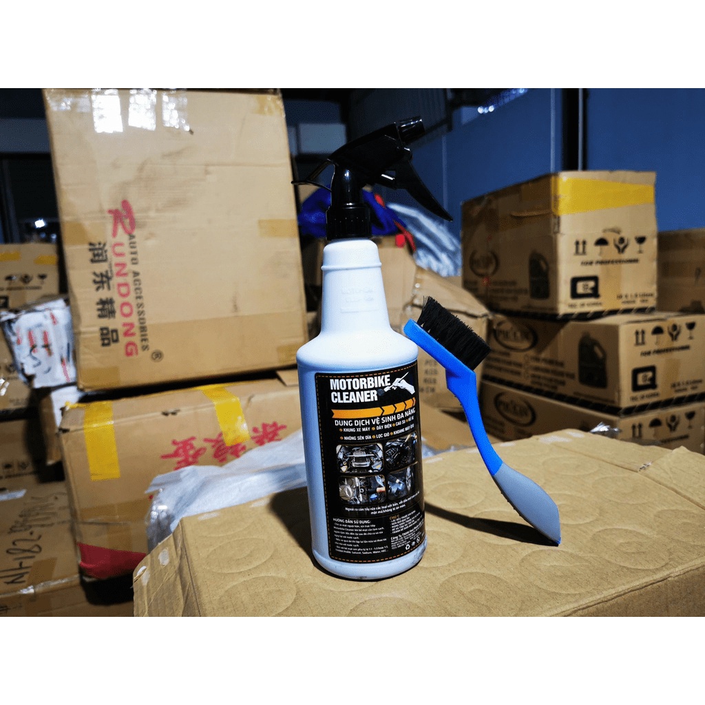 Combo Tẩy Rửa Đa Năng Motorbike Cleaner Kèm Bàn Chải Chuyên Dụng Vệ Sinh Lốc Máy và Khăn 3M