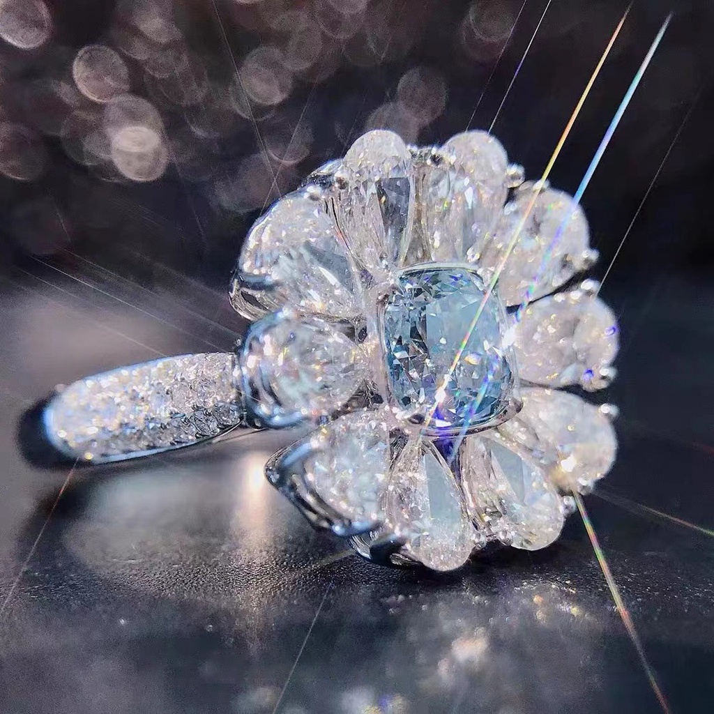 Nhẫn Bạc Đính Đá Sapphire Sang Trọng Cho Nữ