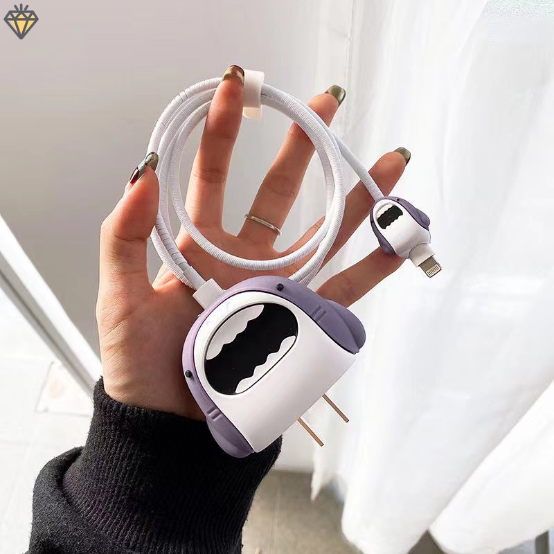 Bộ Phụ Kiện Bảo Vệ Dây Cáp Sạc 18W 20W Iphone 12 11pro Max Hình Cá Mập Dễ Thương - YKD