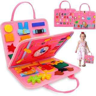 25 in 1 Montessori Busy Board Baby Sensory Toys Kid Basic Life Skills Toys Baby Early Learning Educational Toys Toddlers Buckle Training Development Self-care Ability