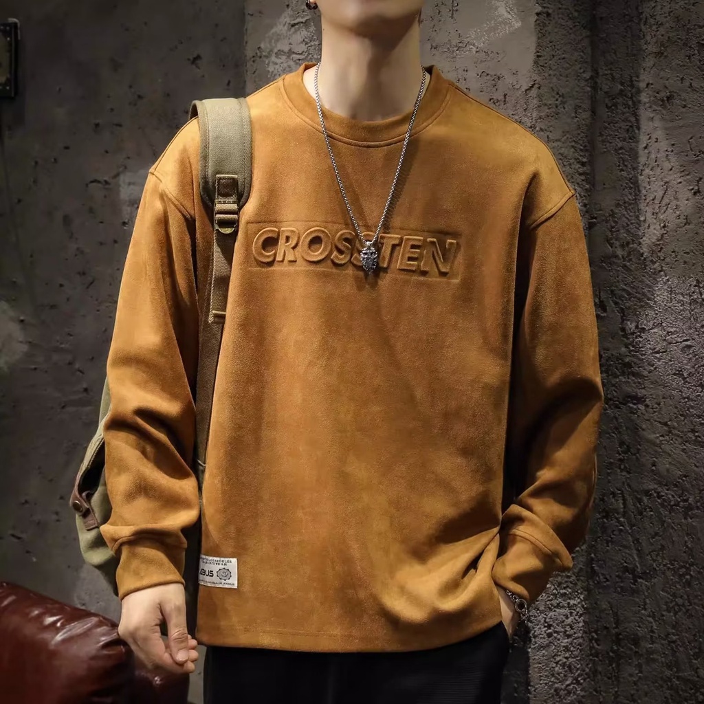 Áo Sweater Da Lộn Cổ Tròn Dáng Rộng In Hình 3D Thời Trang Mùa Thu Dành Cho Nam