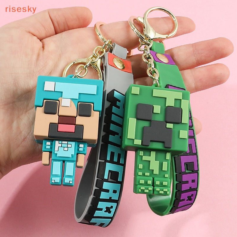 Móc Khóa Cao Su Mềm Hình Búp Bê Minecraft 3D Dễ Thương