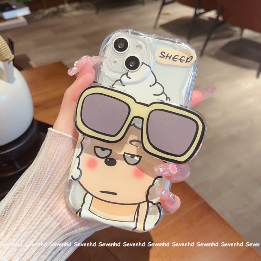 Ốp Điện Thoại Mềm Họa Tiết Chú Cừu Lười Cạnh Thẳng Cho iPhone 14 13 12 11 Pro Max X XR Xs Max 8 7 6 6s Plus SE 2020
