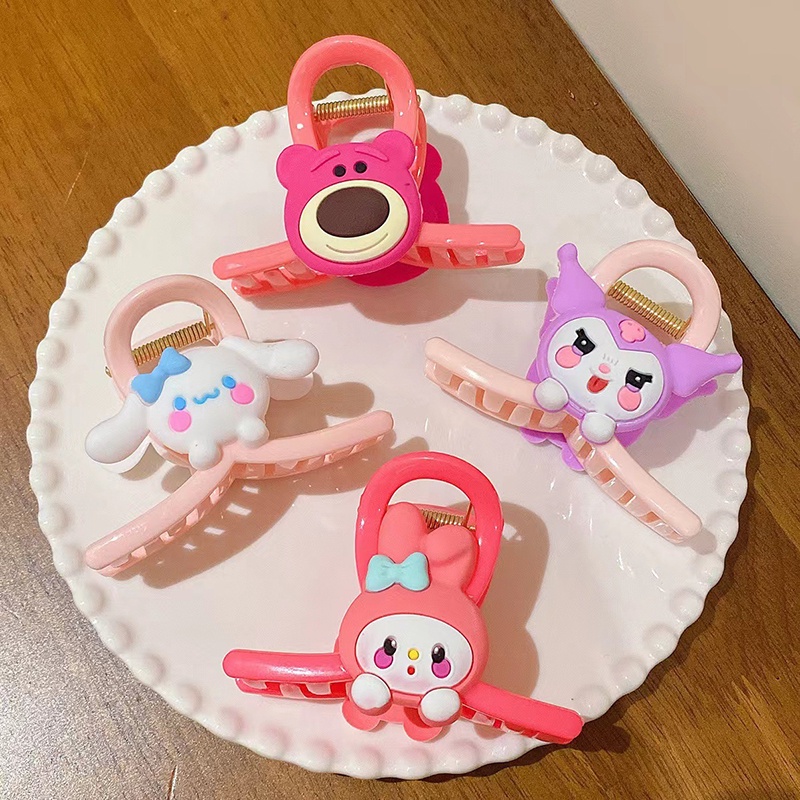 SANRIO Kẹp Tóc Hình Gấu / Cá Mập / Dâu Tây Hoạt Hình Dễ Thương Cho Bé Gái