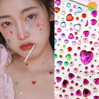 3d love diamond face eyebrow tattoo / acrylic crystal jewelry eye shadow sticker / self-adhesive nail art trang trí rhinestone