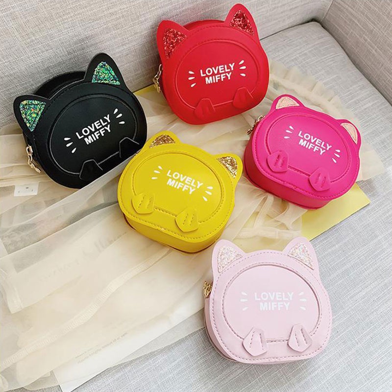 Túi Đeo Chéo Vai Hình Mèo Hoạt Hình Đáng Yêu Dành Cho Bé Gái