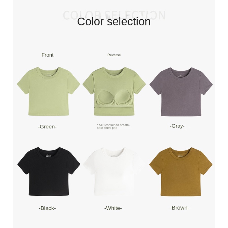 Áo Thun Lửng Ngắn Tay Có Đệm Ngực Thời Trang Mùa Hè Hàng Mới Dành Cho Bạn Nữ