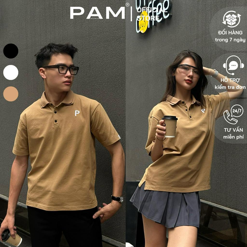 L11 - Áo Polo Cotton Cá Sấu 260gsm PAMSTUDIO , Áo Polo Thêu Chữ Unisex