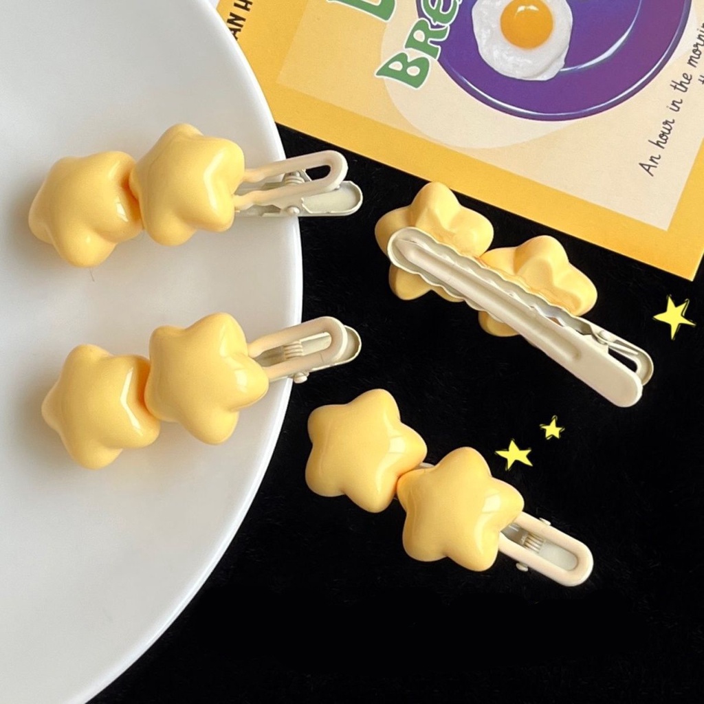 1 / 2 Kẹp Tóc Hình Ngôi Sao / Hình Học Màu Vàng Thời Trang