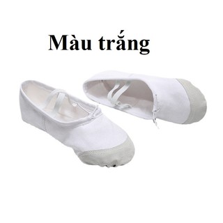 (Màu trắng) Giày múa ba lê cho trẻ em và người lớn, giày ballet bọc mũi cực kỳ bền đẹp hàng loại 1