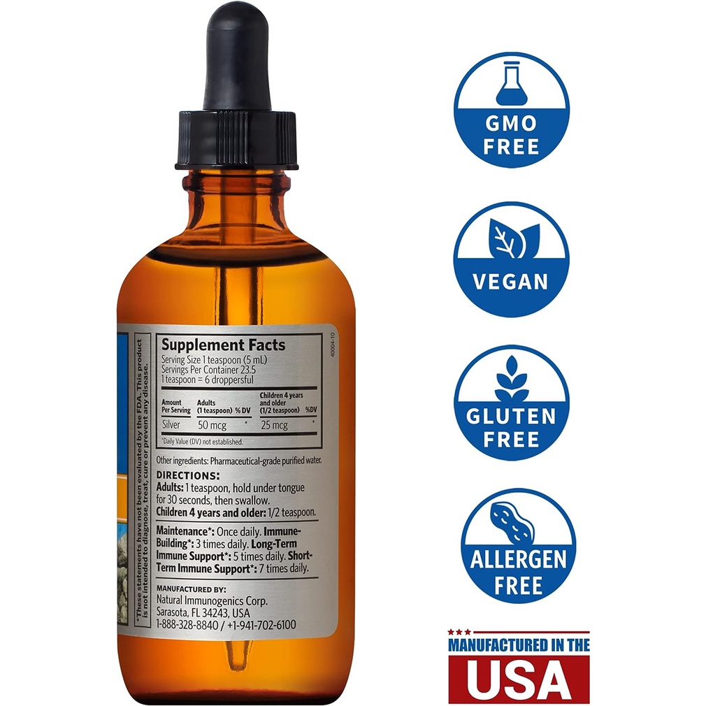 Keo bạc Sovereign silver Bio-Active Silver Hydrosol for Immune Support 118ml