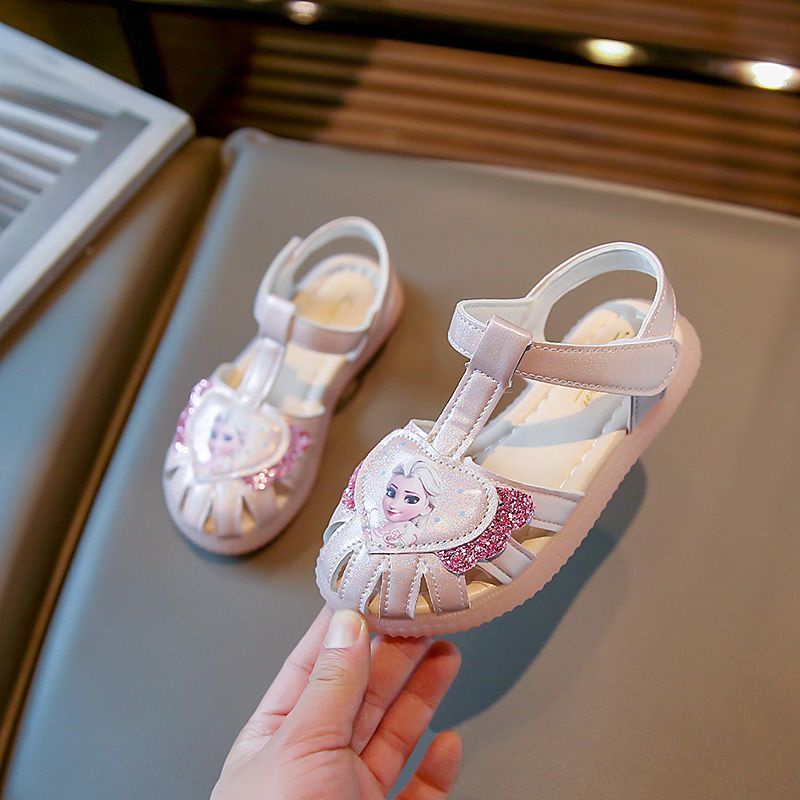 Giày Sandal Hở Ngón In Hình Công Chúa Elsa Thời Trang Mùa Hè 2023 Cho Bé Gái