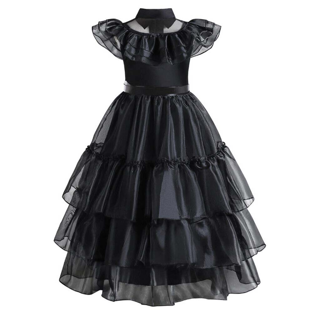 Wednesday Addams Fancy Dress Up Kids Girls Halloween Costume Cosplay Outfits UK