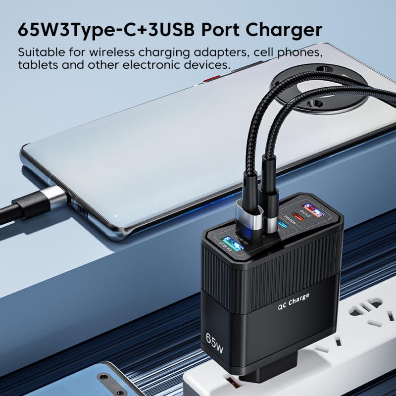 Củ Sạc Nhanh 6 Cổng USB Type C QC3.0 PD 65W Cho Điện Thoại