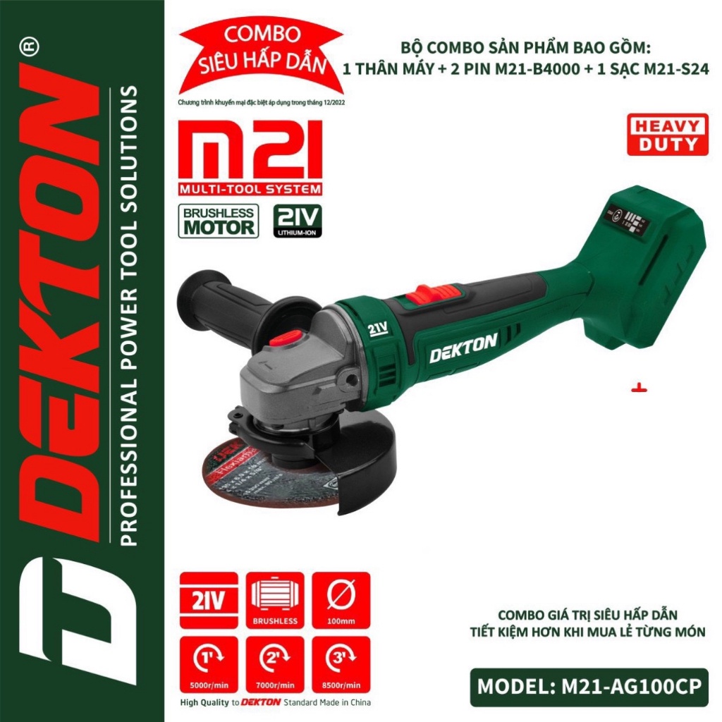 THÂN Máy Mài Dùng Pin /Công Tắc Bóp / Dekton M21- AG100B /Chân Pin Phổ Thông MKT9  DỤNG CỤ