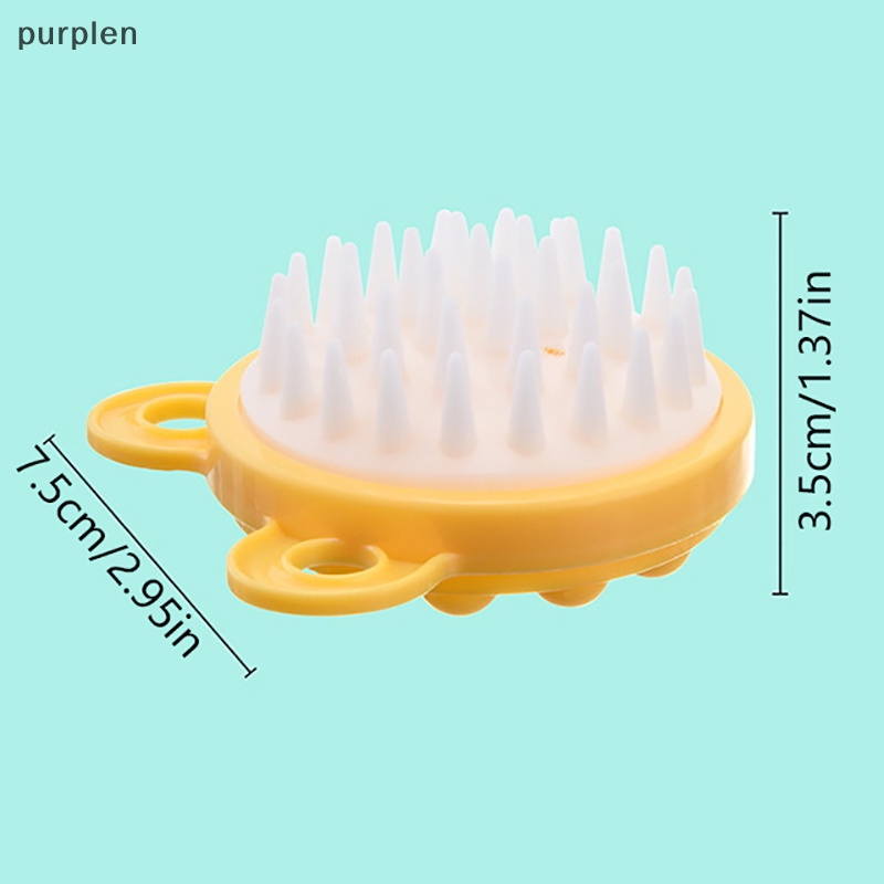 Purplen nhiều công dụng lược da đầu & massage toàn thân bàn chải gội đầu lược silicon làm sạch bàn chải đánh răng mềm dễ dàng treo dụng cụ chăm sóc tóc en