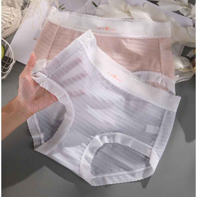 Quần lót nữ ZXYOUPING vải lụa băng đáy cotton kháng khuẩn thoáng khí cạp vừa xếp nếp size lớn