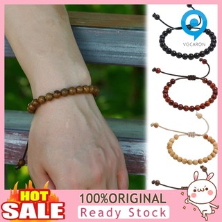 [vici] Làm bằng tay unisex bằng gỗ cườm sáp dây đeo tay quà tặng trang sức