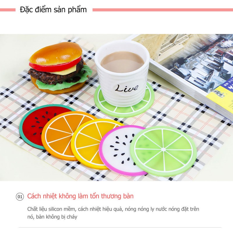 Đế Lót Ly Dày Hình Trái Cây Đáng Yêu Bền -Fashinrandy