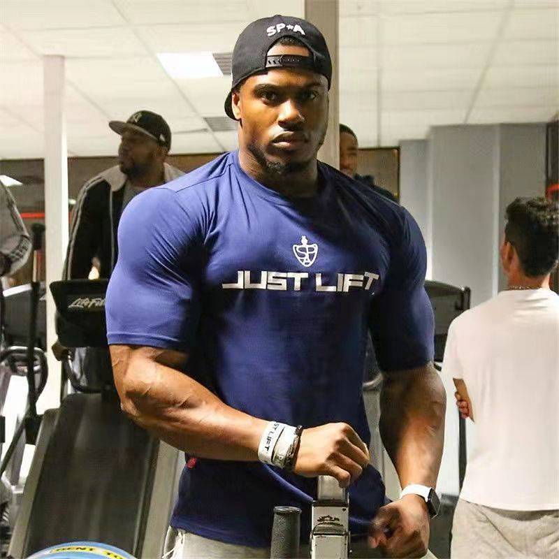 Cotton Sports T-shirt Men's Fitness Short Sleeve Large Size round Neck High Elastic Breathable Casual Top Half Sleeve New xtKZ