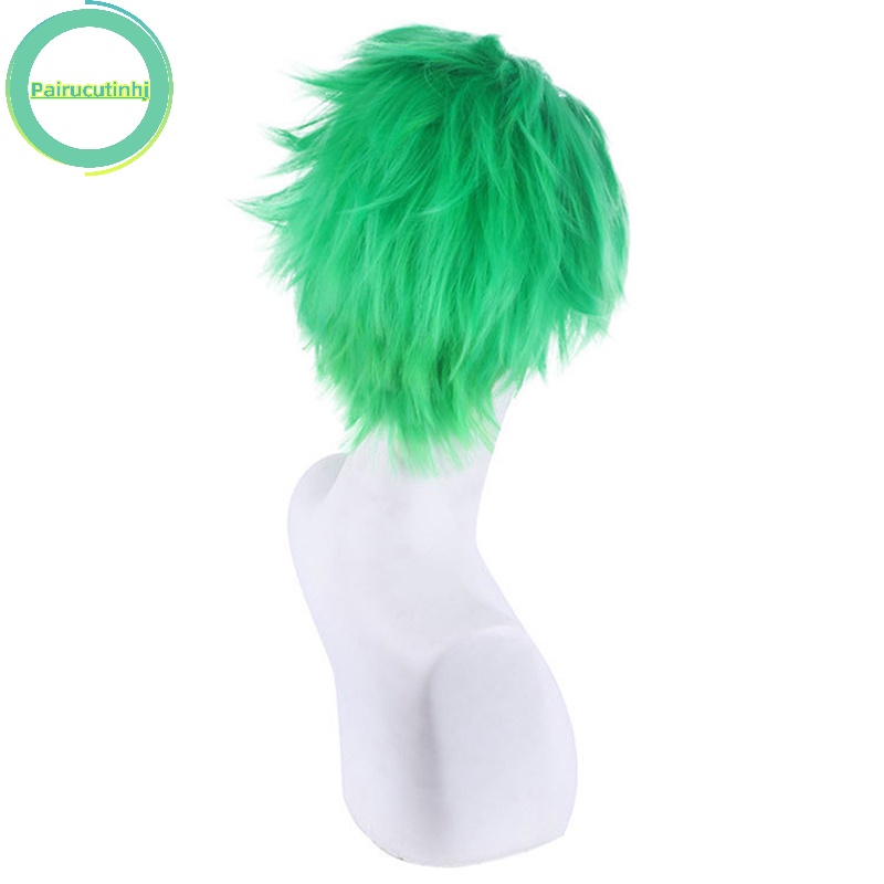 Pairhj anime one piece slicked-back green wig lớp ngắn roronoa zoro cosplay wig vn