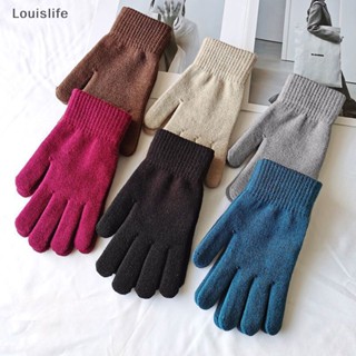 Louislife mùa đông mới đàn ông phụ nữ găng tay dệt kim cashmere mùa thu tay ấm hơn lớp lót dày đầy đủ ngón găng tay trượt tuyết găng tay cổ tay ngắn wsd