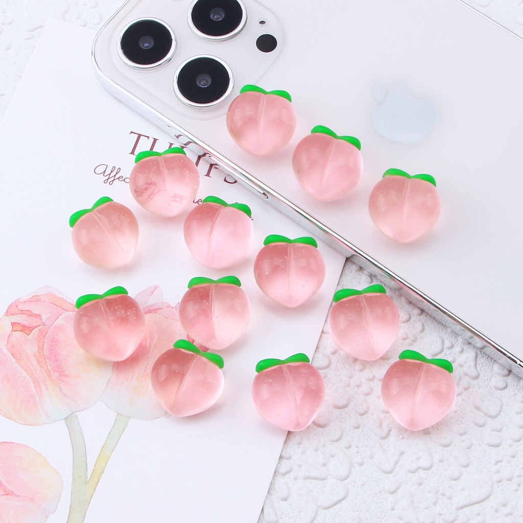 Charm nhựa quả đào 15mm dùng để trang trí ốp điện thoại, trang trí diy