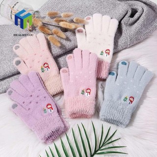 Găng tay lái xe mềm mại dày dặn giữ ấm tốt thoáng khí cảm ứng màn hình cho nữ