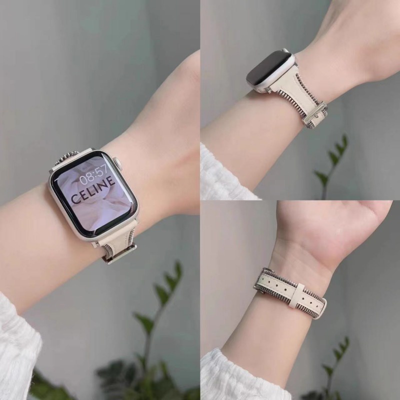 Dây đeo bằng da có dây kéo sáng tạo cho apple watch 8 7 6 se 5 4 3 dây đeo đồng hồ cho iwatch 41mm 40mm 45mm 44mm 42 38 ultra 49mm bracelet