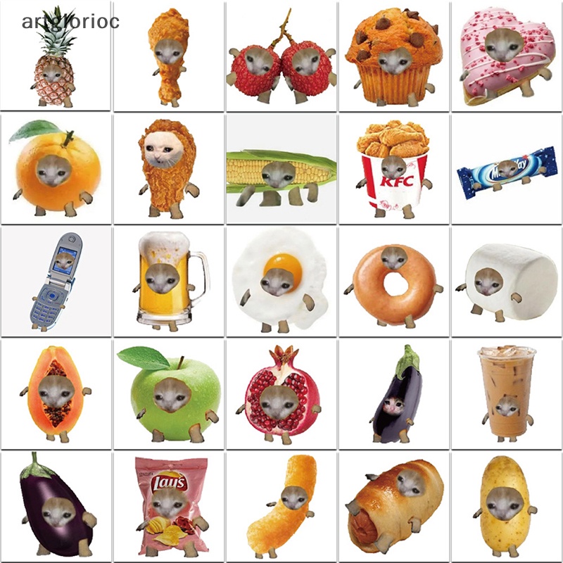 Art 69 cái vui meme mèo và thức ăn hình dán graffiti dễ thương cho hành lý đồ chơi máy tính xách tay ipad ván trượt điện thoại dán xe vn