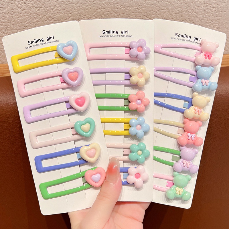 Kẹp tóc trẻ em đầy màu sắc cho bé gái bộ ghim tóc ngọt ngào trượt tóc dễ thương kẹp tóc hoa tình yêu kẹo bb kẹp