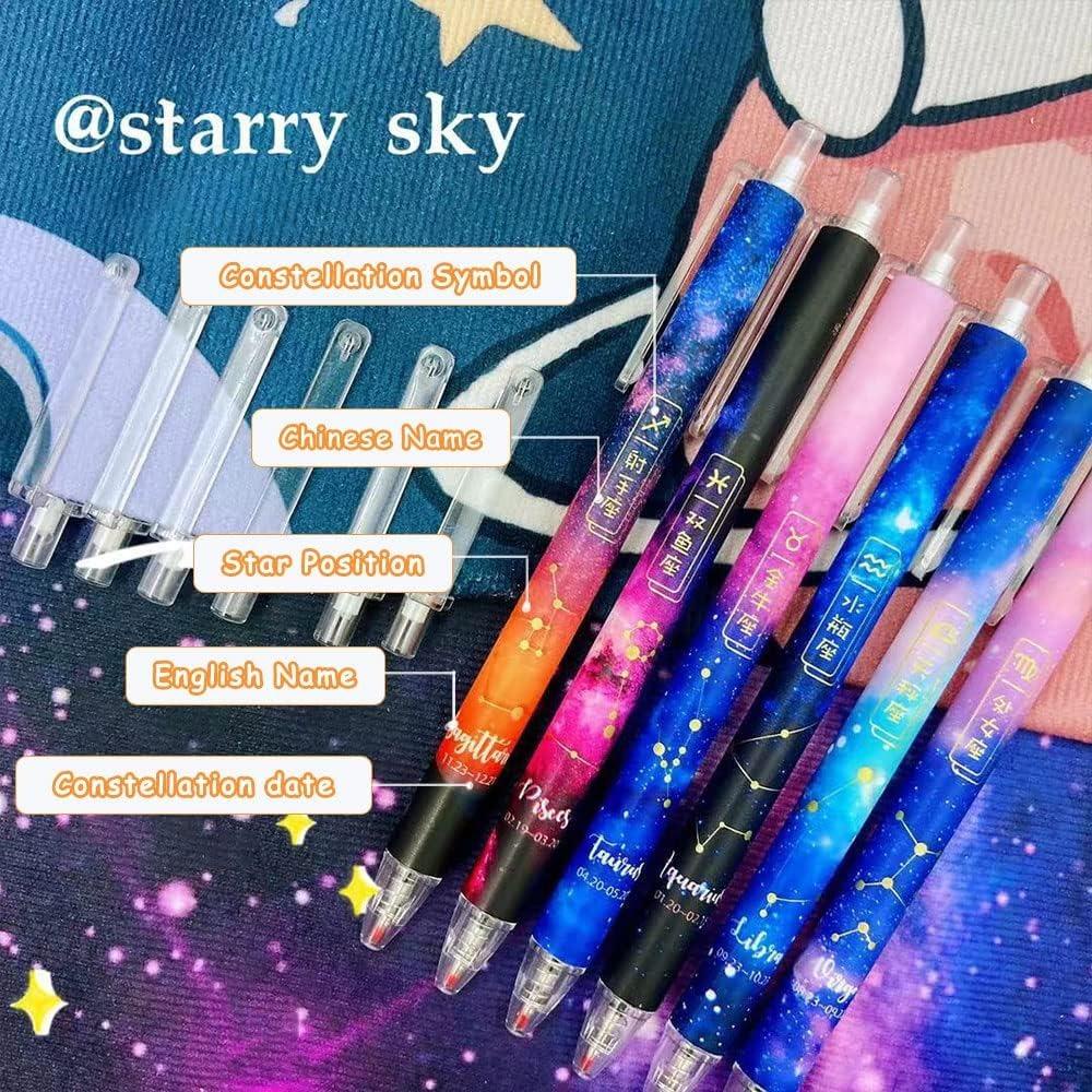 Risedot gel pista, bút bi đen 0,5mm 12 chiếc, đồ dùng văn phòng cung hoàng đạo