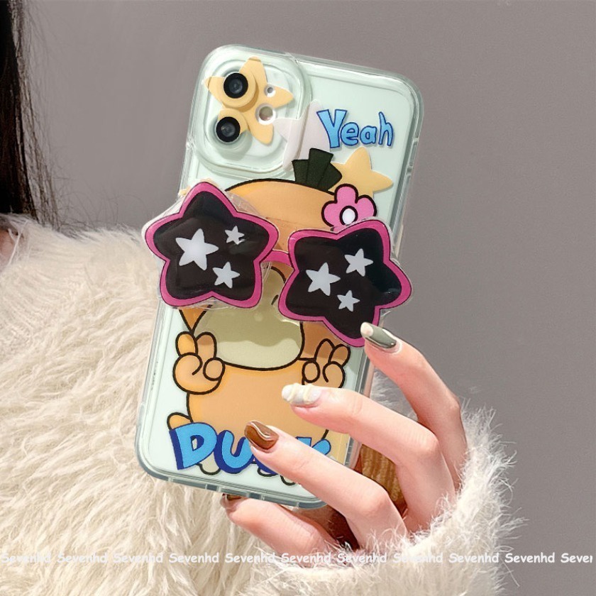 Tương thích cho iphone 14 13 12 11 pro max se2020 x xr xs max 7 8 6 6s plus angel eyes phone case with sunglasses holder ins cartoon cute pikachu protective cover