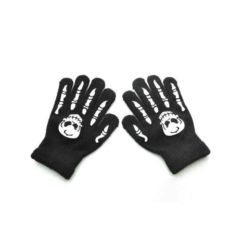 Warmom trẻ em trẻ em găng tay halloween găng tay đầu lâu phát sáng