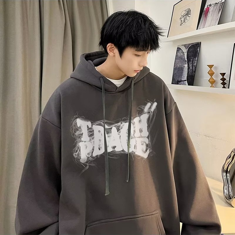 🔥áo hoodie nam áo khoác cổ đứng🔥form rộng big size tới 90kg Mens thời trang Mỹ sáng tạo hun khói thư in nhiều màu cộng với kích thước hoodie Unisex Thời Trang Trẻ Trung