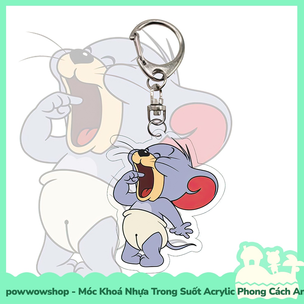 Móc Khoá Nhựa Trong Suốt Acrylic Phong Cách Nhân Vật Hoạt Hình Mèo Chuột Tom And Jerry