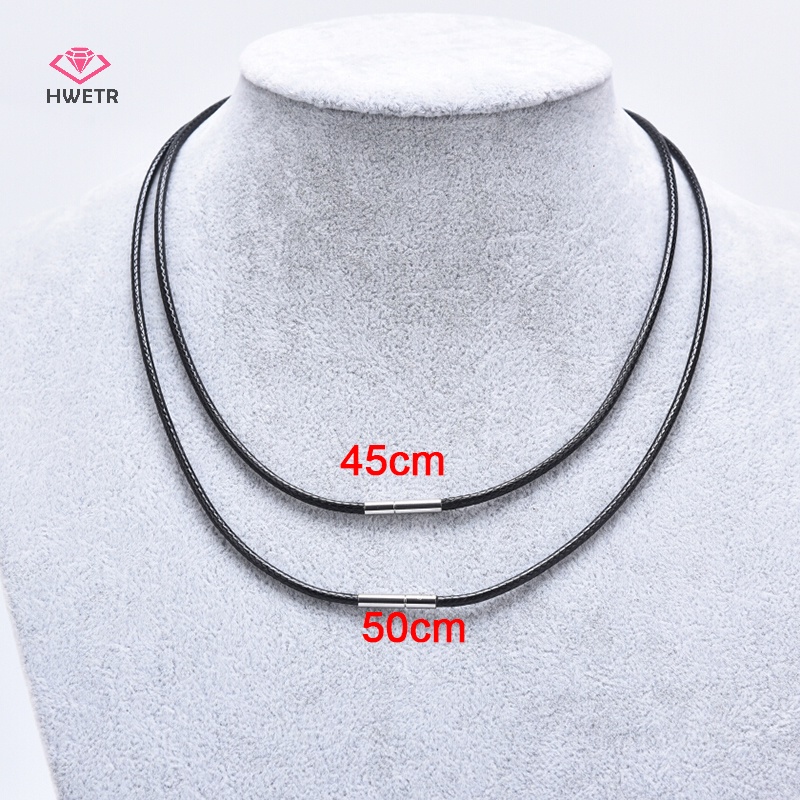 Hwetr dây da sáp đen thép không gỉ vòng quay clasp vòng cổ choker dây trang sức mới