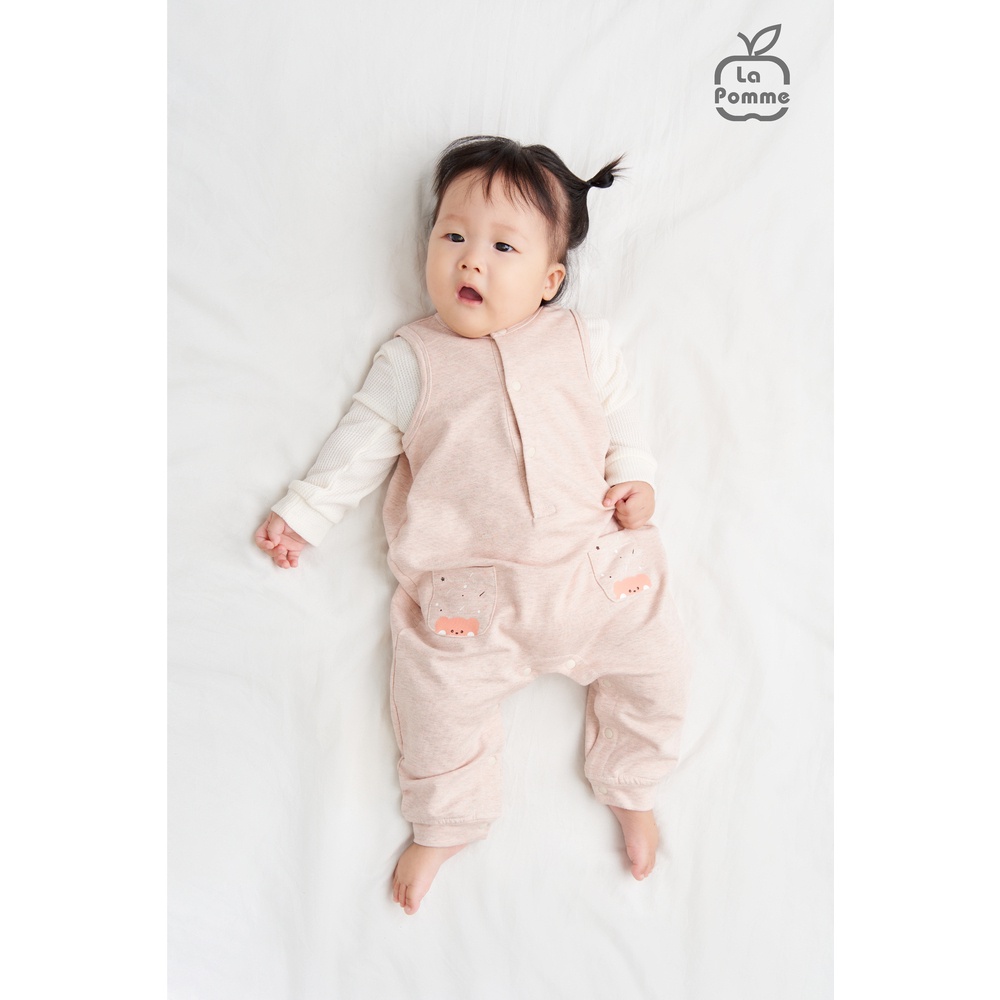 Bộ Body dài tay La Pomme hai lớp túi điệu - Be